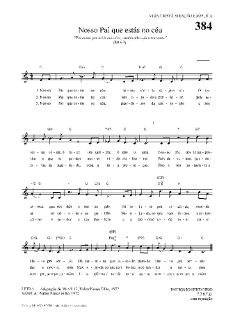 Hinário Para o Culto Cristão Nosso Pai Que Estás No Céu score for Keyboard
