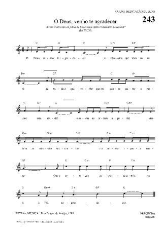 Hinário Para o Culto Cristão Ó Deus Venho Te Agradecer score for Keyboard