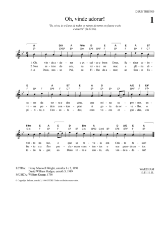 Hinário Para o Culto Cristão Oh Vinde Adorar score for Keyboard