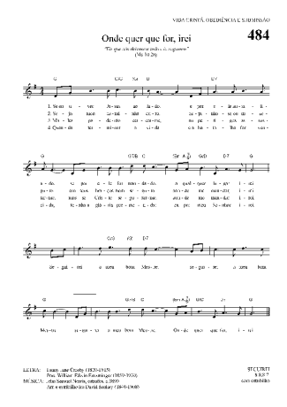 Hinário Para o Culto Cristão Onde Quer Que For Irei score for Keyboard