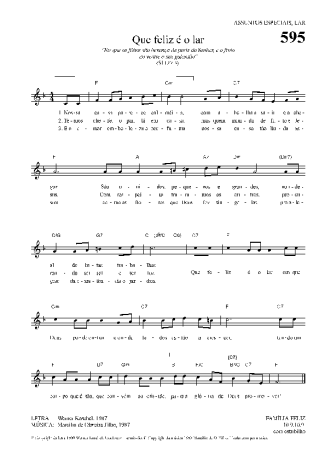 Hinário Para o Culto Cristão Que Feliz é O Lar score for Keyboard