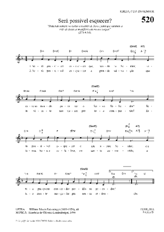 Hinário Para o Culto Cristão Será Possível Esquecer score for Keyboard