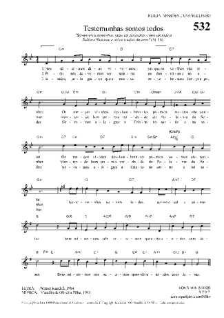 Hinário Para o Culto Cristão Testemunhas Somos Todos score for Keyboard
