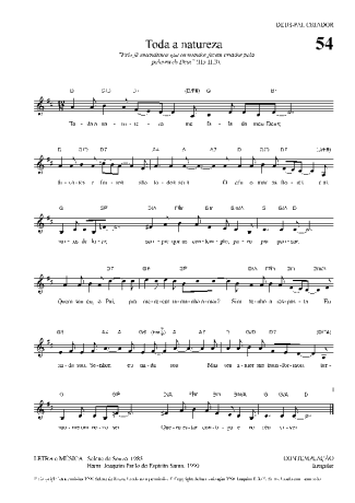 Hinário Para o Culto Cristão Toda A Natureza score for Keyboard