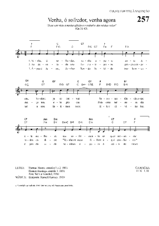 Hinário Para o Culto Cristão Venha ó Sofredor Venha Agora score for Keyboard