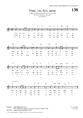 Hinário Para o Culto Cristão Vinde Vós Fiéis Cantar score for Keyboard