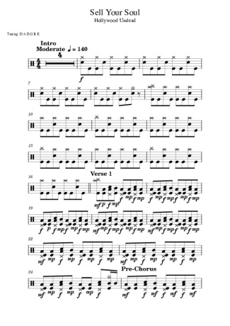 Hollywood Undead Sell Your Soul score for Drums