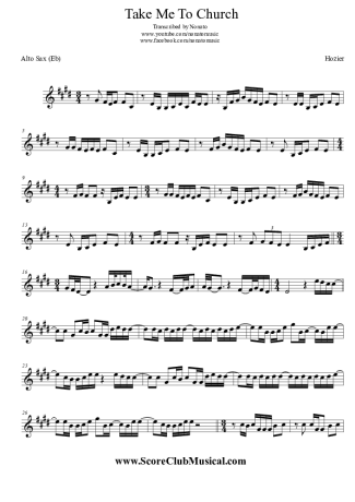 Hozier Take Me To Church score for Alto Saxophone