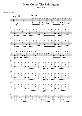 Human Tetris Here Comes The Rain Again score for Drums