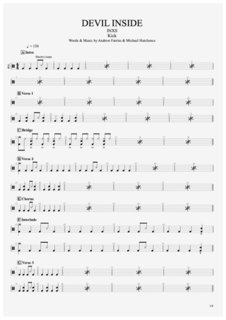 INXS Devil Inside score for Drums