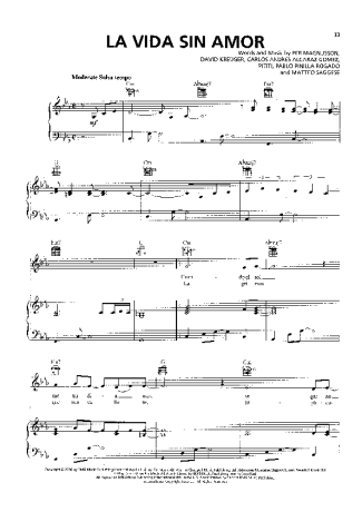 Il Divo La Vida Sin Amor score for Piano
