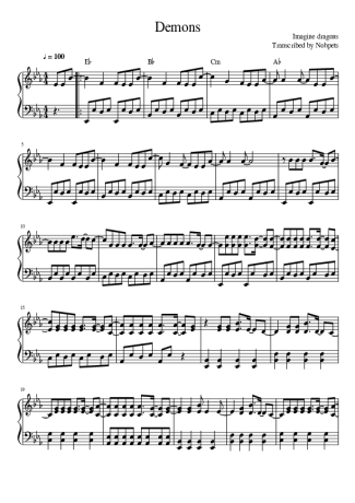 Imagine Dragons Demons score for Piano