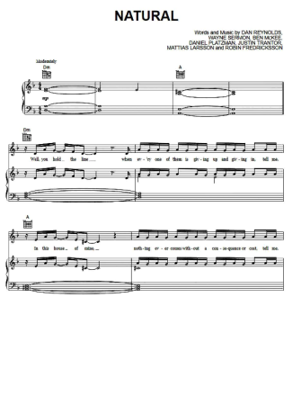 Imagine Dragons Natural score for Piano