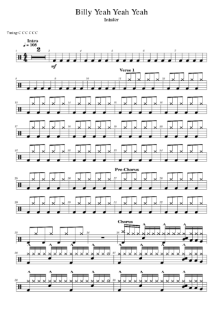 Inhaler Billy Yeah Yeah Yeah score for Drums