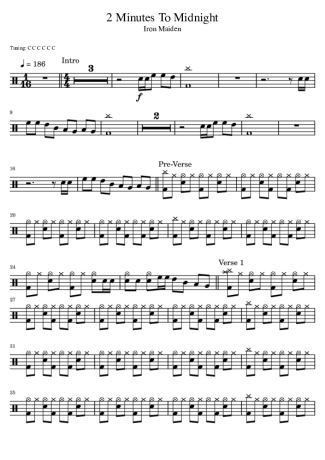 Iron Maiden 2 Minutes To Midnight score for Drums