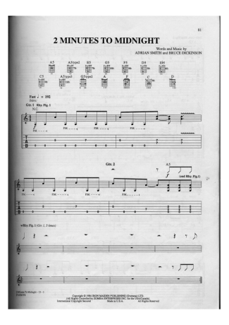 Iron Maiden 2 Minutes To Midnight score for Guitar