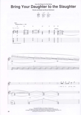 Iron Maiden Bring Your Daughter To The Slaughter score for Guitar