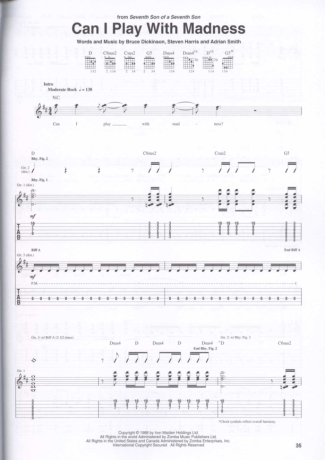 Iron Maiden Can I Play With Madness score for Guitar