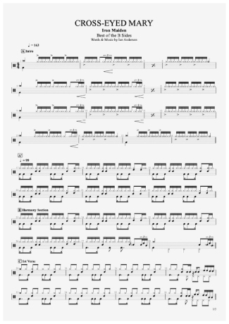 Iron Maiden Cross-Eyed Mary score for Drums
