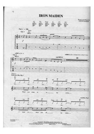 Iron Maiden Iron Maiden score for Guitar