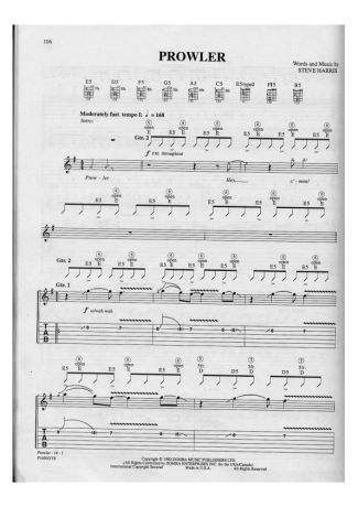Iron Maiden Prowler score for Guitar