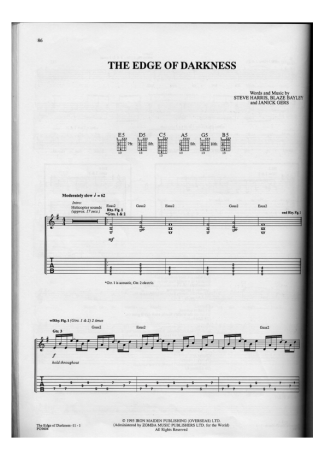 Iron Maiden The Edge Of Darkness score for Guitar