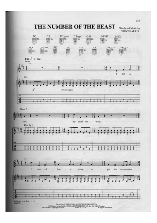 Iron Maiden The Number Of The Beast score for Guitar