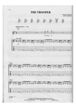 Iron Maiden The Trooper score for Guitar