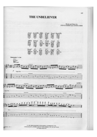 Iron Maiden The Unbeliever score for Guitar