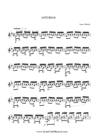 Isaac Albéniz Asturias score for Acoustic Guitar