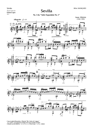 Isaac Albéniz Sevilla Op. 47 score for Acoustic Guitar