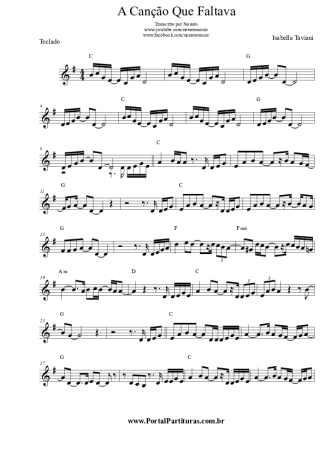 Isabella Taviani A Canção Que Faltava score for Keyboard
