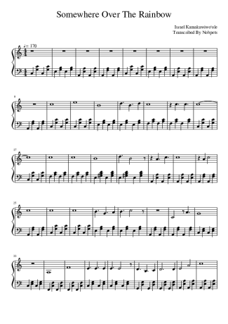 Israel Kamakawiwo´ole Somewhere Over The Rainbow score for Piano