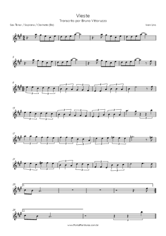 Ivan Lins Vieste score for Clarinet (Bb)