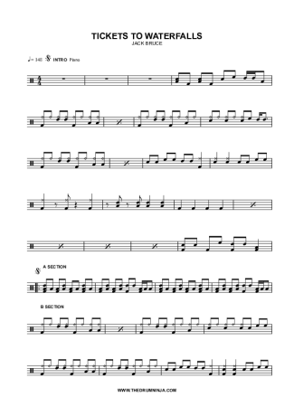 Jack Bruce Tickets To Waterfalls score for Drums