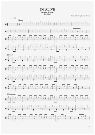 Jackson Browne I´m Alive score for Drums