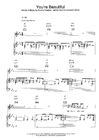 James Blunt You're Beautiful score for Piano