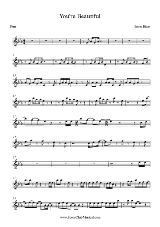 James Blunt You´re beautiful score for Flute