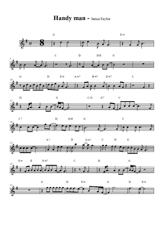 James Taylor Handy Man score for Clarinet (Bb)