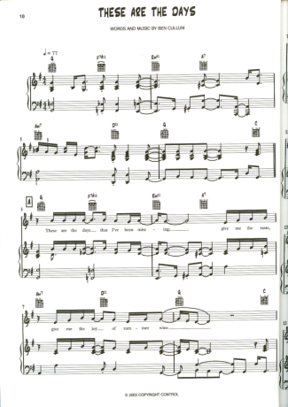 Jamie Cullum These Are The Days score for Piano