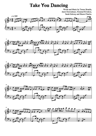 Jason Derulo Take You Dancing score for Piano