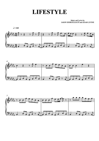 Jason Derulo feat. Adam Levine Lifestyle score for Piano