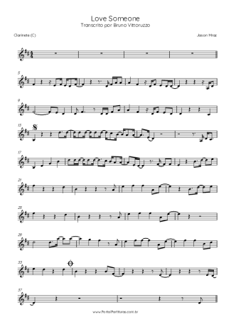 Jason Mraz Love Someone score for Clarinet (C)