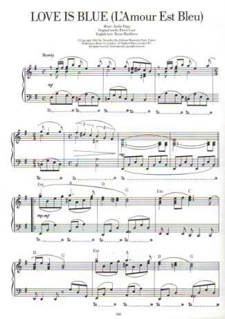 Jazz Standard Love Is Blue score for Piano