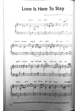 Jazz Standard Love Is Here To Stay score for Piano