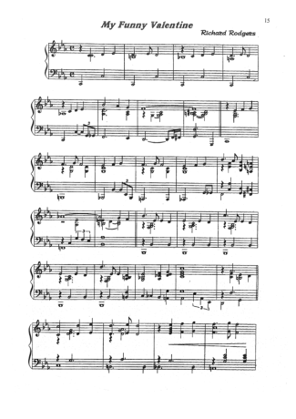 Jazz Standard My Funny Valentine score for Piano