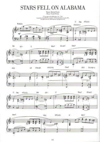 Jazz Standard Stars Fell On Alabama score for Piano
