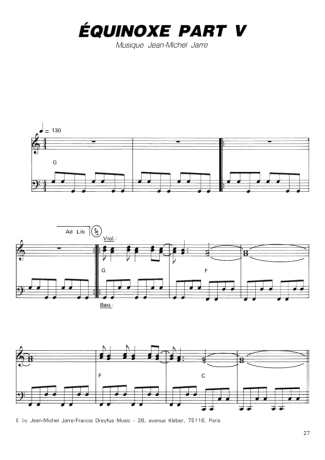 Jean Michel Jarre Équinoxe Part V score for Piano