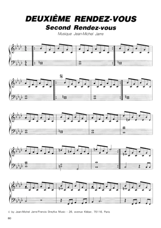 Jean Michel Jarre Second Rendez Vous score for Piano