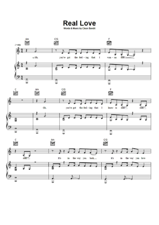 Jess Glynne feat Clean Bandit Real Love score for Piano